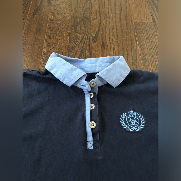 Ariat Girls XL 14-16 Blue Two-Tone 100% Cotton Show Shirt Polo Shirt - VGUC! - Picture 4 of 12